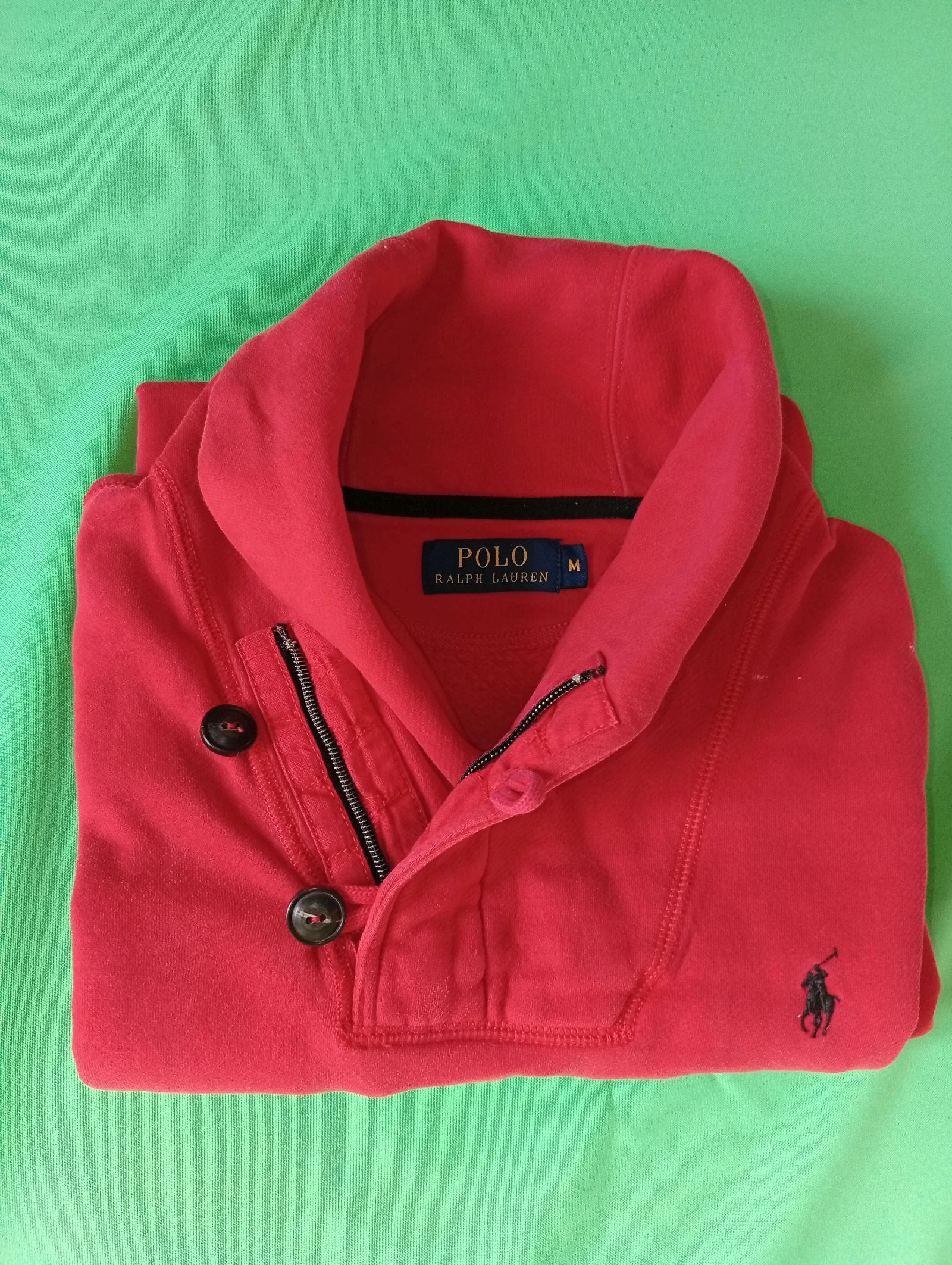 Sweat Polo Ralph Lauren Col Châle Boutonné Rouge - Taille M